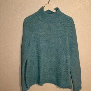 Talbots Light Blue Cable Knit Turtleneck Sweater Size XL